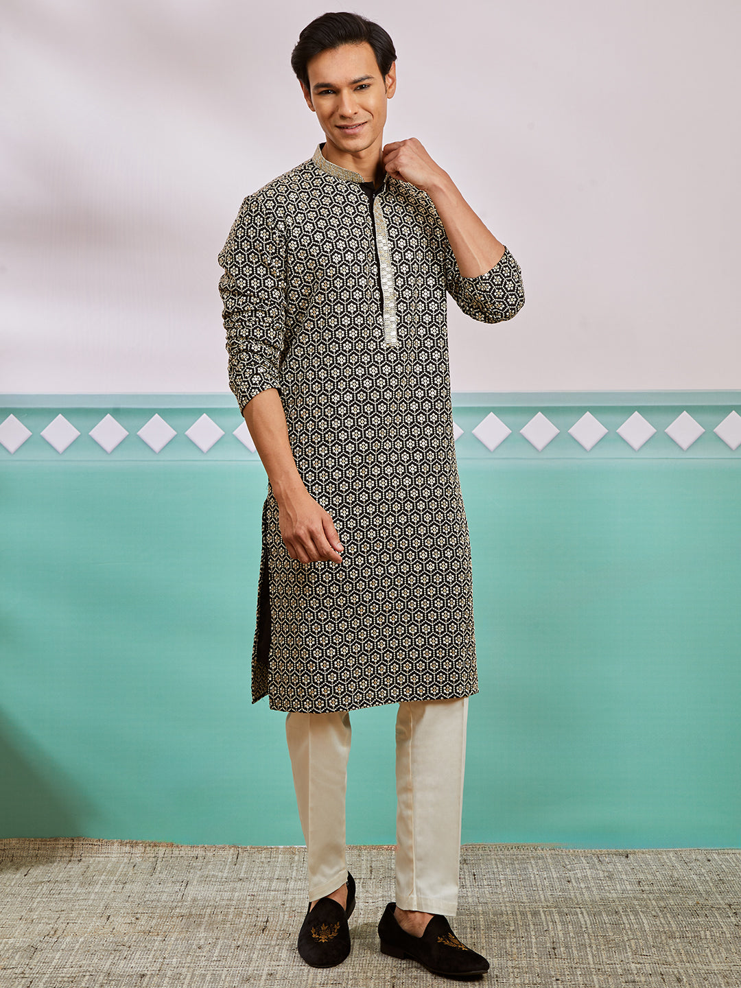 Pista Green Rayon Wedding Men's Kurta Set
