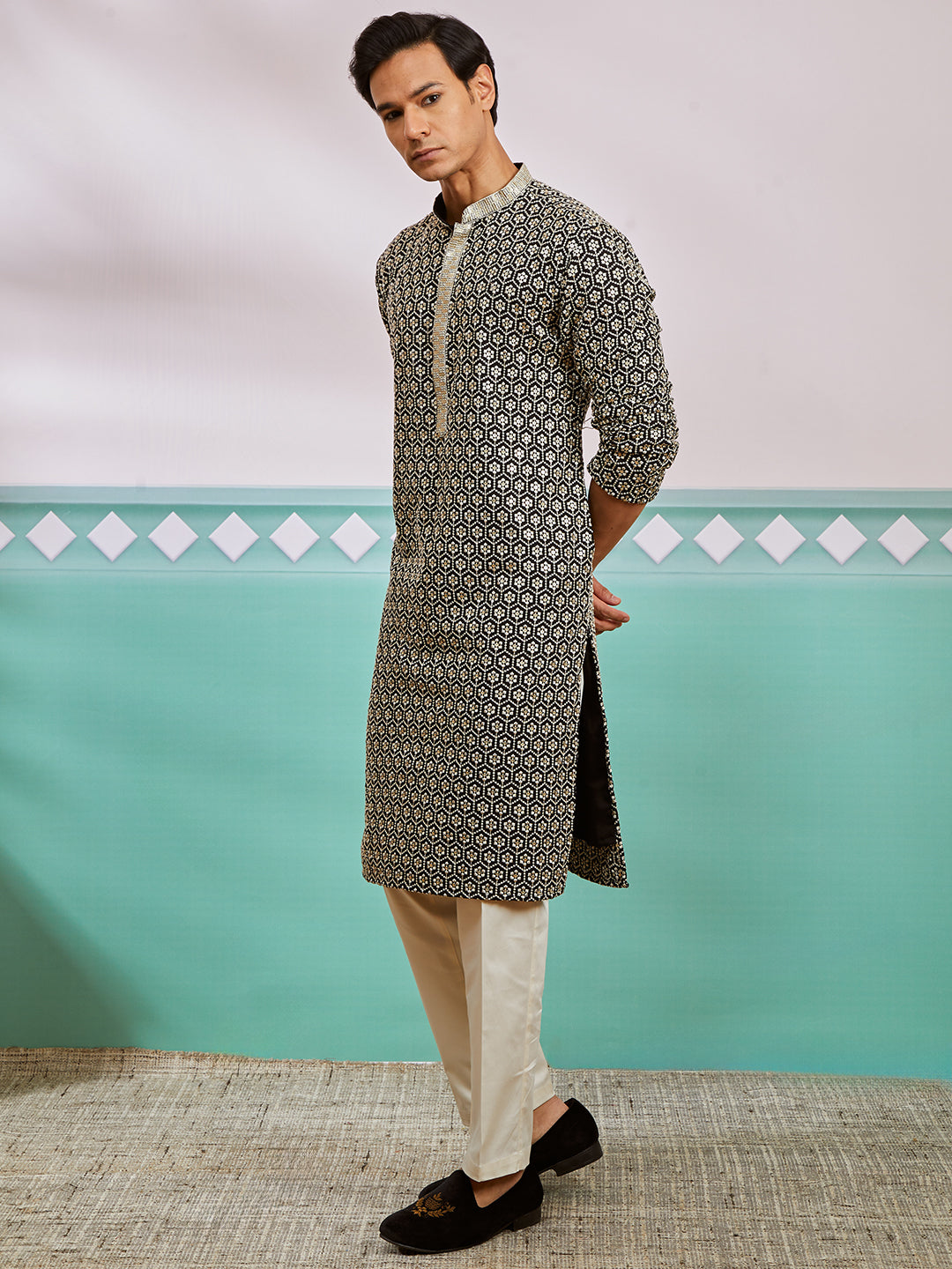 Pista Green Rayon Wedding Men's Kurta Set