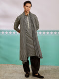 Black Rayon Wedding Men's Kurta Set with Dupatta