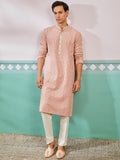 Peach Rayon Wedding Men's Kurta Set