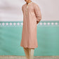 Peach Rayon Wedding Men's Kurta Set