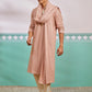 Peach Rayon Wedding Men's Kurta Set with Dupatta