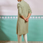 Pista Green Rayon Wedding Wear Men's Kurta Set