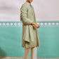 Pista Green Rayon Wedding Men's Kurta Set with Dupatta
