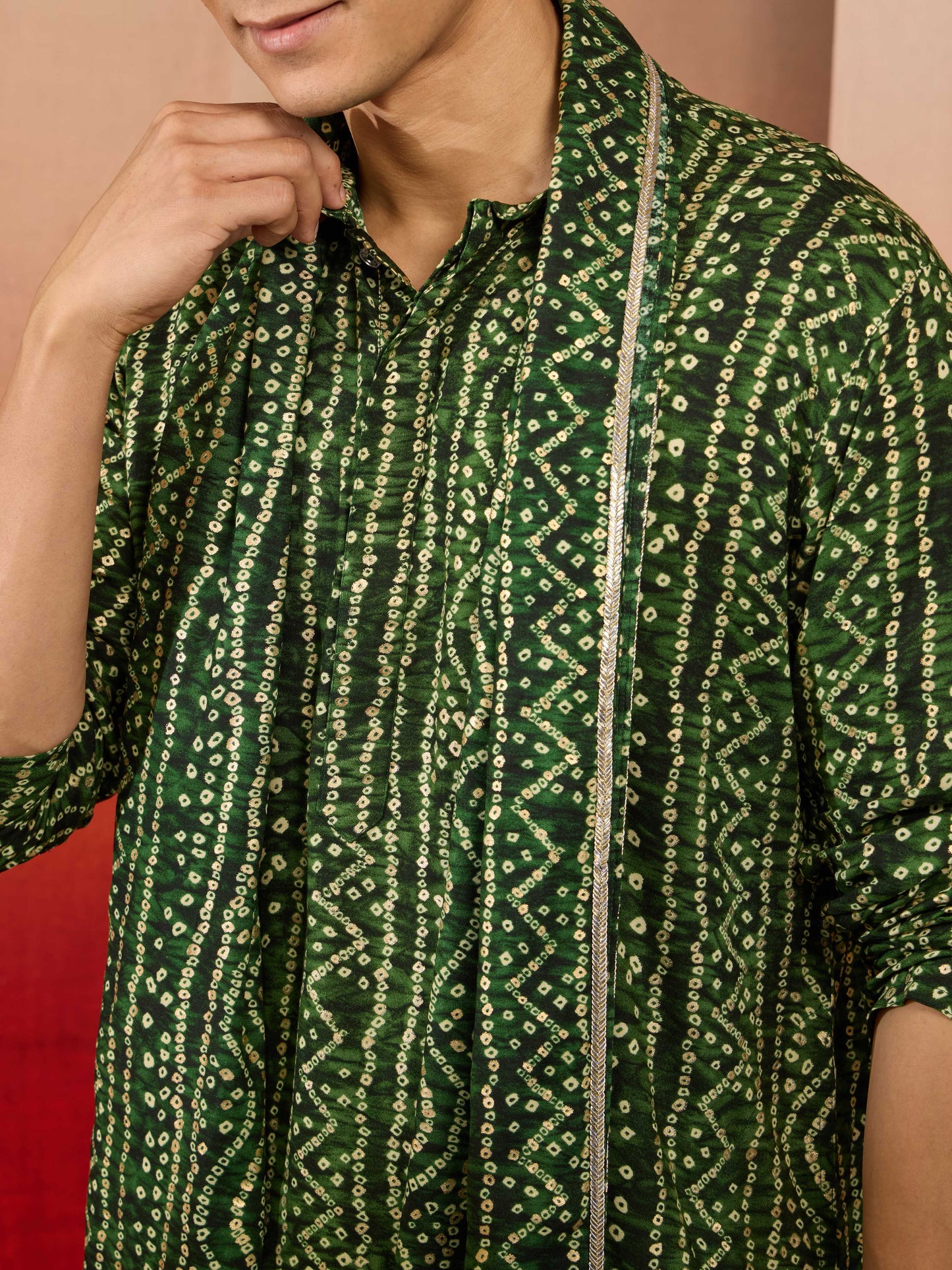 Green Rayon Casual Men's Kurta Set with Dupatta