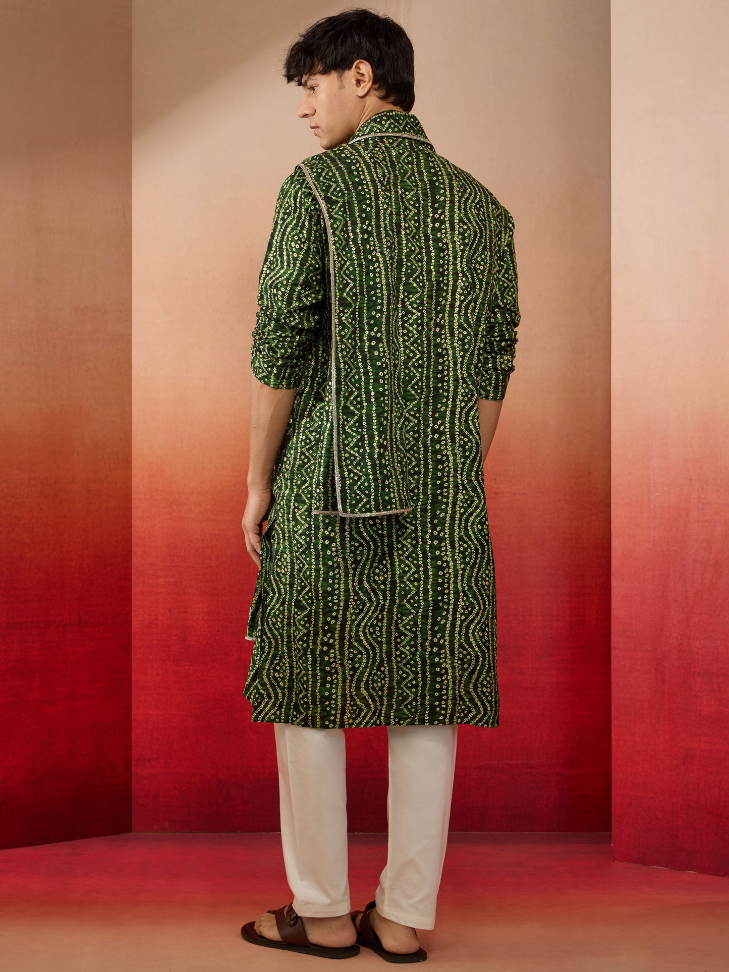 Green Rayon Casual Men's Kurta Set with Dupatta