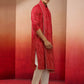 Red Rayon Casual Men's Kurta Set with Dupatta