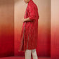 Red Rayon Casual Men's Kurta Set with Dupatta