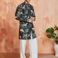 Black Cotton Casual Men's Kurta Set
