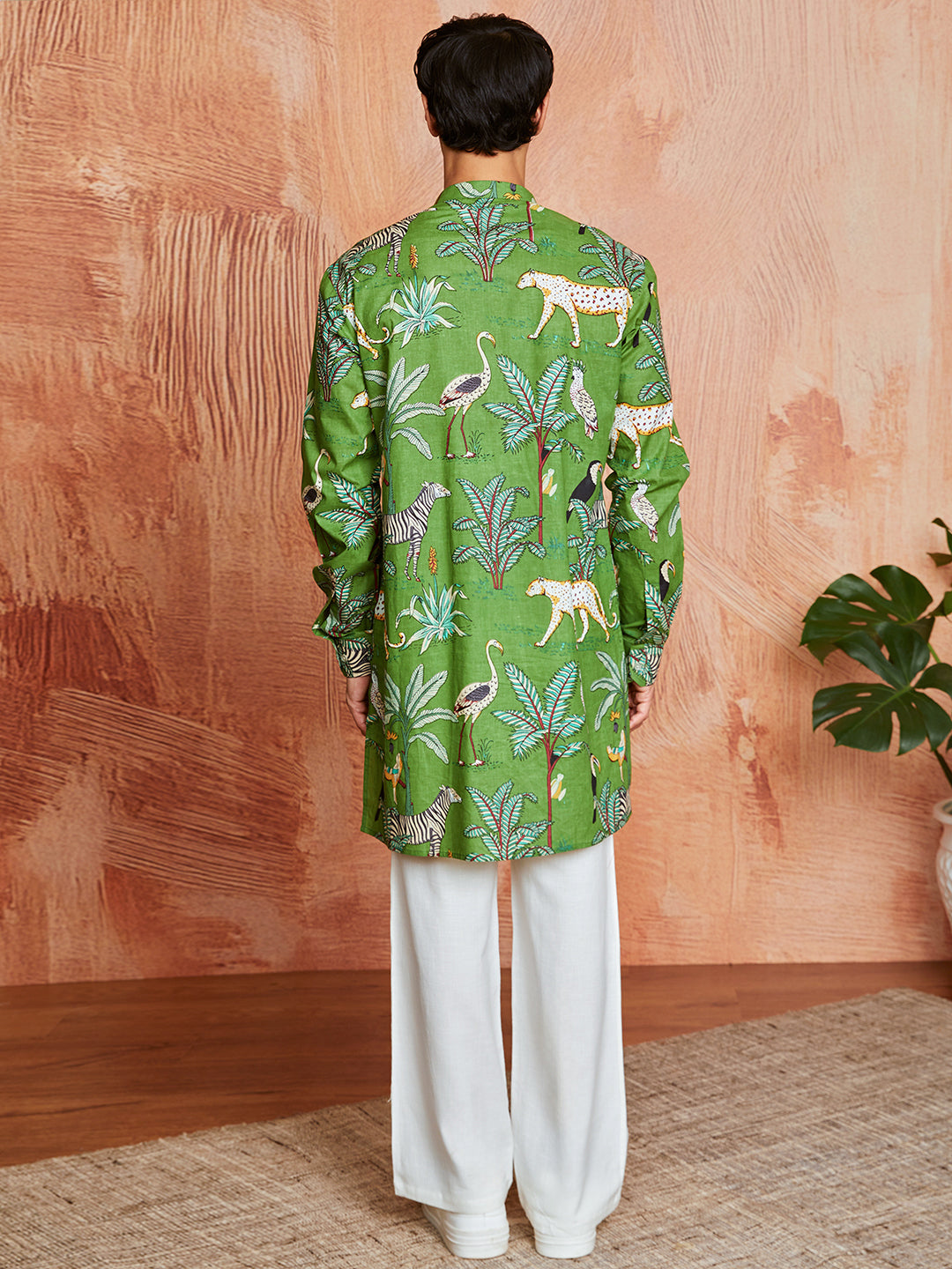 Green Cotton Casual Men's Kurta Set