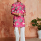 Pink Cotton Casual Men's Kurta Set