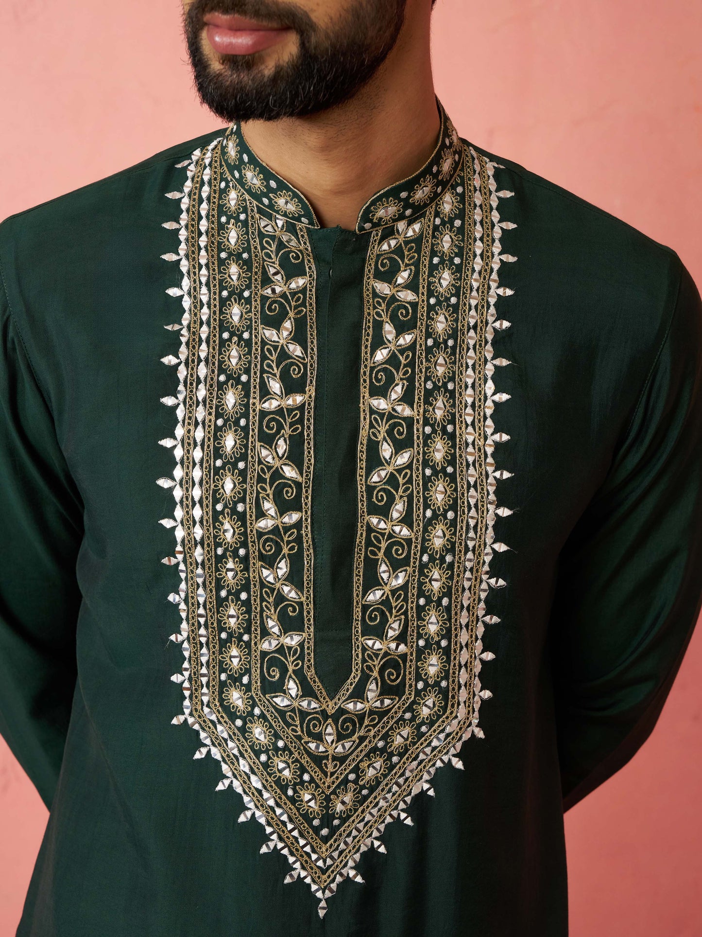 Cream Silk Wedding Wear Men'S Kurta Set