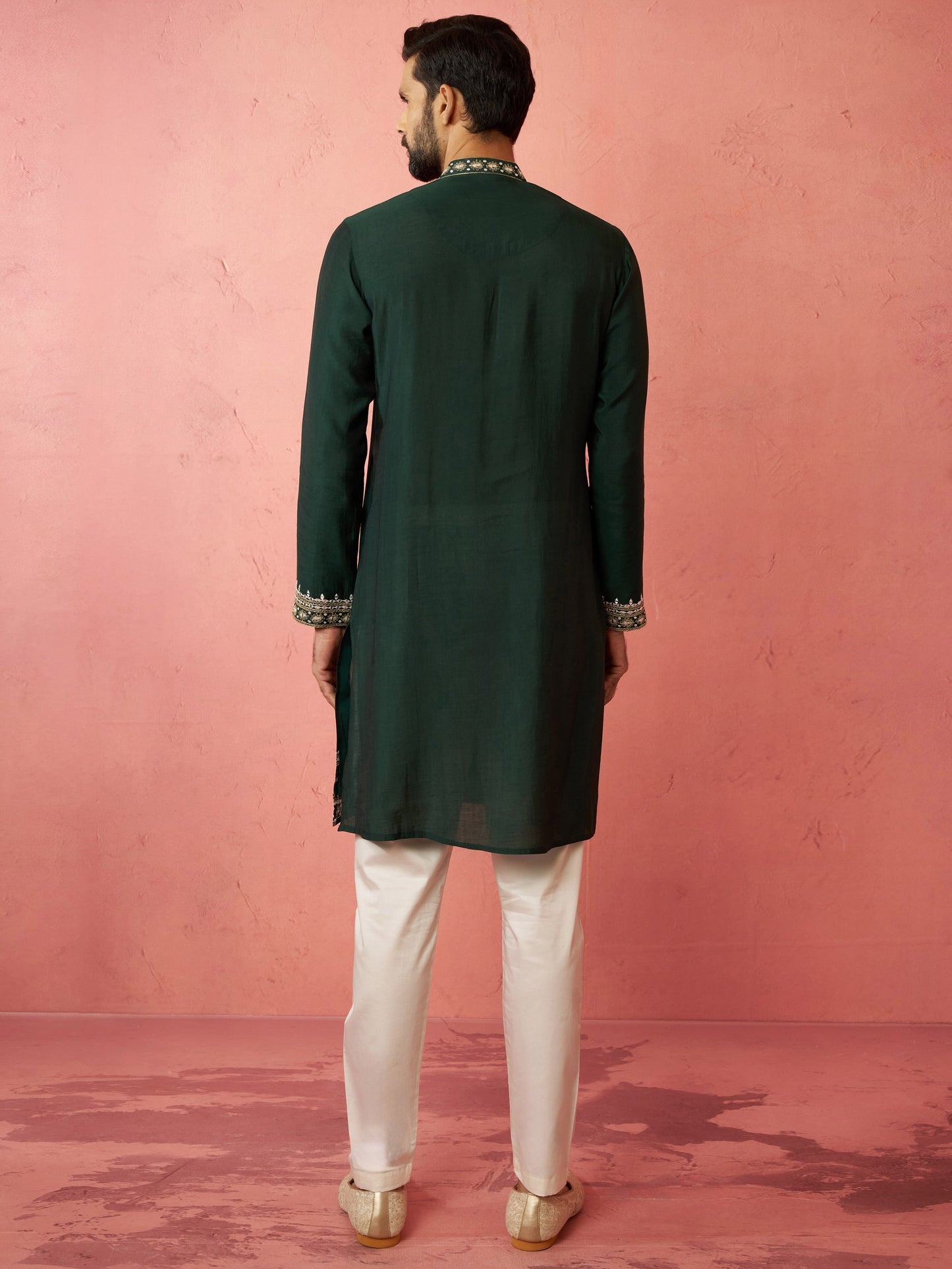 Cream Silk Wedding Wear Men'S Kurta Set