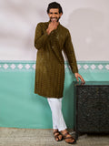 Mehendi Green Rayon Festival Men's Kurta Set