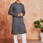 Grey Cotton Casual Men's Kurta Set