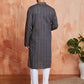 Grey Cotton Casual Men's Kurta Set