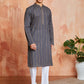 Grey Cotton Casual Men's Kurta Set