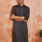 Grey Cotton Casual Men's Kurta Set