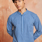 Blue Cotton Casual Men's Kurta Set