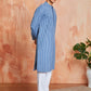 Blue Cotton Casual Men's Kurta Set