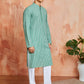Designer Green Cotton Casual Men's Kurta Set