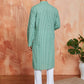 Designer Green Cotton Casual Men's Kurta Set