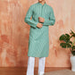 Designer Green Cotton Casual Men's Kurta Set