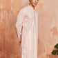 Peach Cotton Blend Casual Men's Kurta