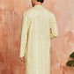 Yellow Cotton Blend Casual Men's Kurta