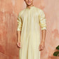 Yellow Cotton Blend Casual Men's Kurta