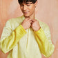 Yellow Chanderi Wedding Men's Kurta Set