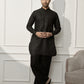 Black Cotton Casual Wear Men'S Kurta Set