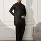 Black Cotton Casual Wear Men'S Kurta Set