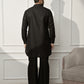 Black Cotton Casual Wear Men'S Kurta Set