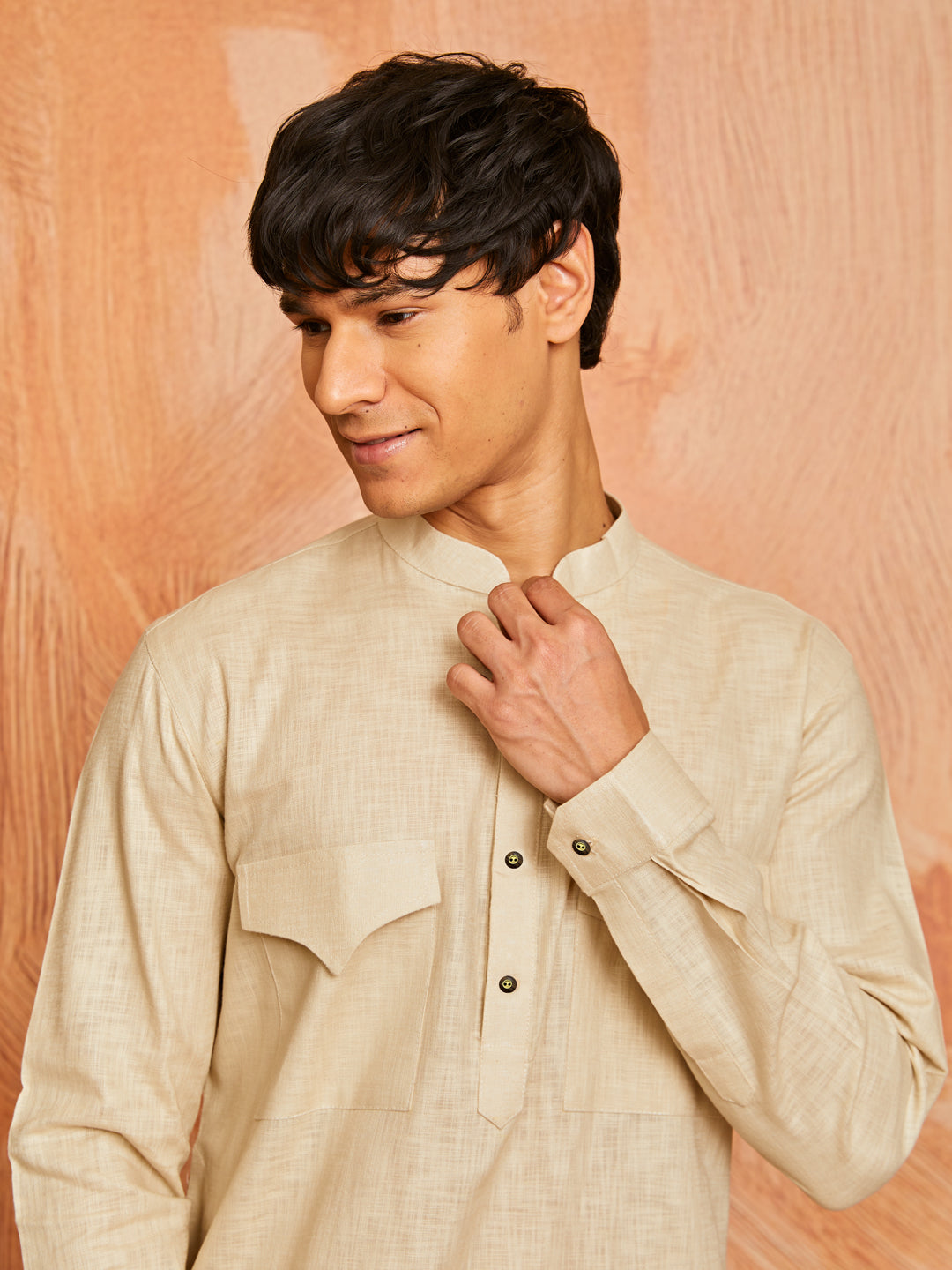 Chiku Cotton Linen Casual Men's Kurta Set