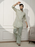Mint Green Cotton Linen Casual Men's Kurta Set