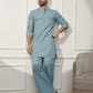 Green Cotton Linen Casual Men's Kurta Set