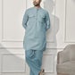 Green Cotton Linen Casual Men's Kurta Set