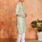 Pista Green Cotton Blend Casual Men's Kurta Set