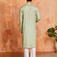 Pista Green Cotton Blend Casual Men's Kurta Set