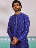 Royal Blue Viscose Blend Wedding Men's Kurta Set