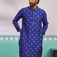 Royal Blue Viscose Blend Wedding Men's Kurta Set