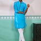 Aqua Dupion Silk Wedding Men's Kurta Set