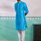 Aqua Dupion Silk Wedding Men's Kurta Set