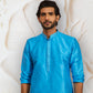 Aqua Dupion Silk Wedding Men's Kurta Set