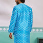 Aqua Dupion Silk Wedding Wear Men's Kurta Set