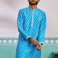 Aqua Dupion Silk Wedding Wear Men's Kurta Set