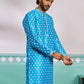 Aqua Dupion Silk Wedding Wear Men's Kurta Set