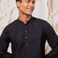 Black Viscose Wedding Men's Kurta Set