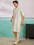 Cream Viscose Wedding Men's Kurta Set